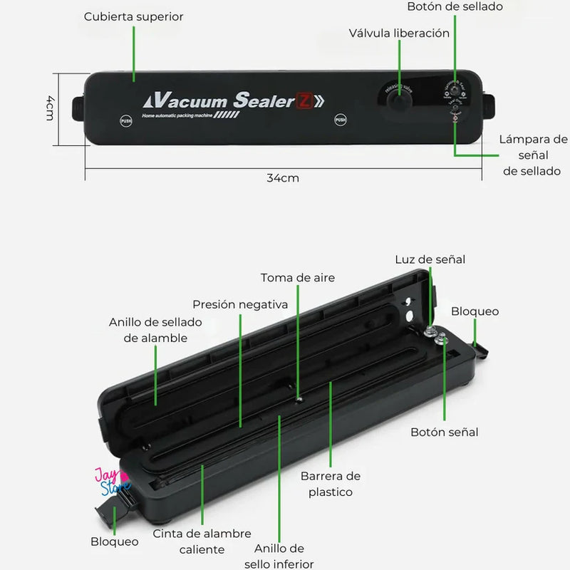 VacuumSealer X®: Selladora al Vacío + Bolsas GRATIS.